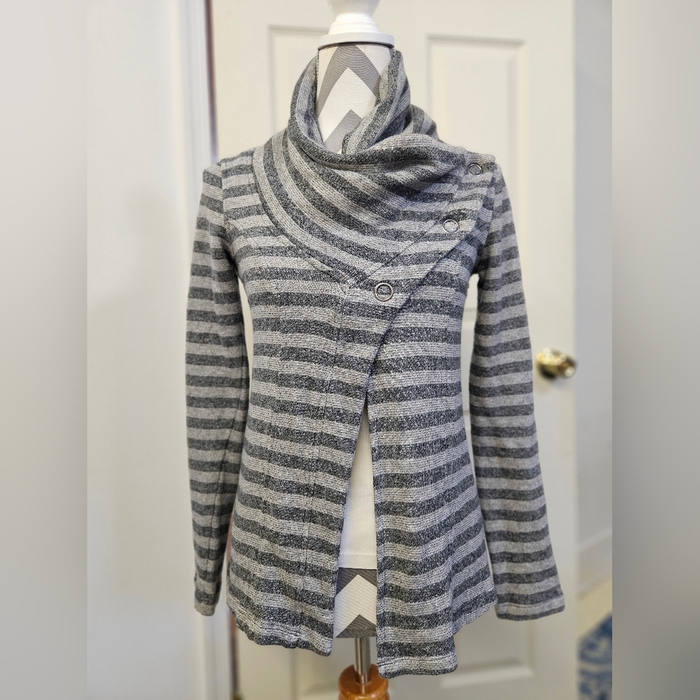 Maurice's Gray Striped Cowl- Neck Sweater